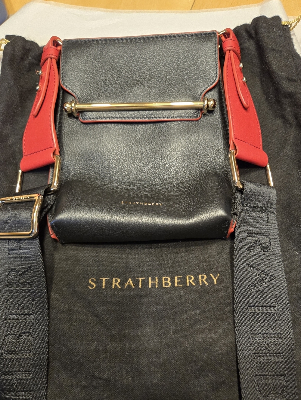 Strathberry North/South Stylist Calfskin Leather Crossbody Bag - Picture 2 of 16